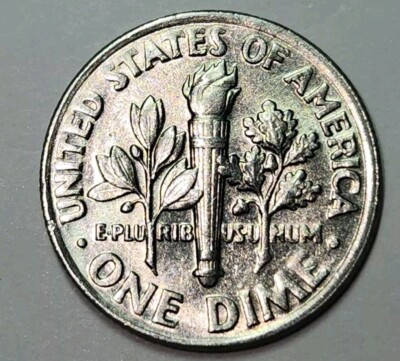 1994-D Roosevelt dime Full Bands close-up showing complete horizontal torch band separation on the reverse